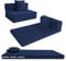 MeMoreCool Faltbare Klappmatratze, Hochdichter Schaumstoff Schlafsofa, Boden-Futon-Matratze, 4-teilige Gästematratze Gästebett Klappbar, Klappmatratze Sessel, Faltmatratze 75x195cm, Blau