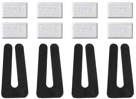 PATIKIL Deckenventilator Flügel Auswuchtungsset, 4 Sets enthalten 4 Stück Kunststoff Auswuchtungsklemmen und 8 Stück Metall Selbstklebende 5G Gewichte für Deckenventilator, Weiß/Schwarz