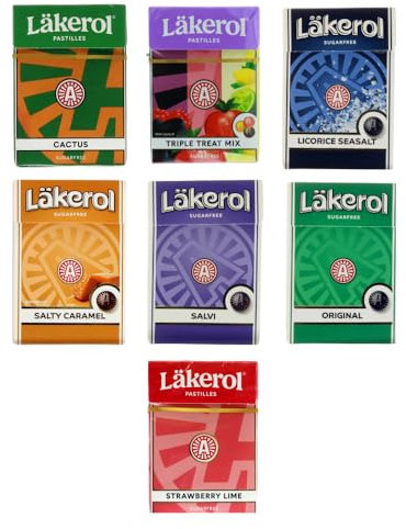 Läkerol schwedisches Lakritz Probierpaket 7er - ideal zum ausprobieren, Testen und verschenken 525g