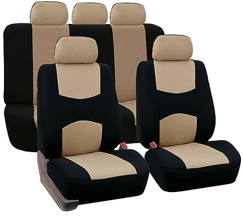 ALKANI Autositzbezüge Full Set für Hyundai Tucson 2004 2005 2006 2007 2008 2009-2014, Auto Sitzbezüge Set Vordersitze&Rückbank Sitzschoner Auto Schonbezug Geeignet Innendekorationszubehör, Beige