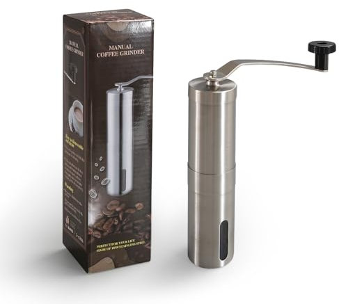 wenrescry Portable Manual Coffee Grinder Stainless Steel - Adjustable Burr, Hand Crank Bean Grinder for Perfect Coffee Aroma - Compact Design for Home, Office, and Travel