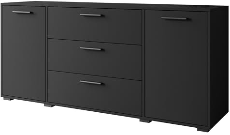 MINIO go for it - Kommode mit Schubladen 150 cm Breit TOGA I Sideboard für Wohnzimmer Schlafzimmer Flur I Moderne Komodenschrank I Kommode Schwarz Graphit