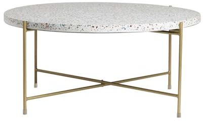 Miliboo Runder Couchtisch aus Terrazzo und goldfarbenes Metall D81 cm Mezzo