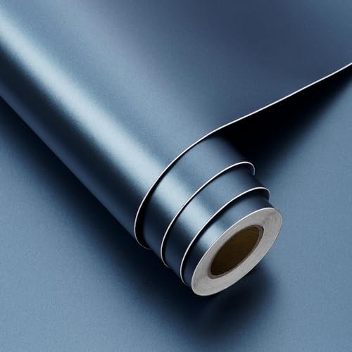FunStick 60CMx5M Klebefolie Möbel Metallic Blau Arbeitsplatte Küche Klebefolie Wand Selbstklebend Blaue Möbelfolie Küchenfolie Geschirrspüler Küchenschrank Folie Wasserdicht Küchentapete Dunkelblau