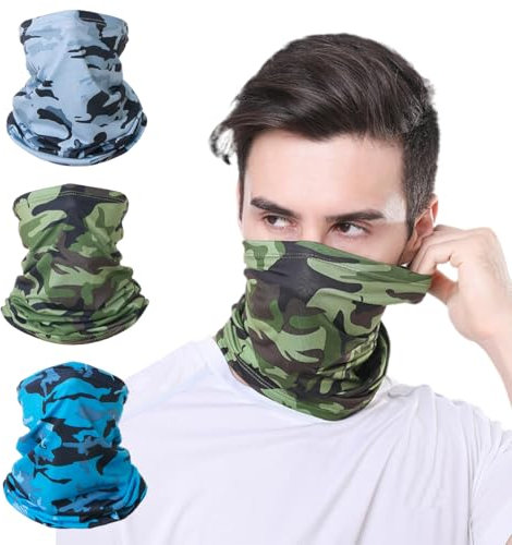 LOMSUXA 3 pezzi bandane scaldacollo estivo da sci per uomini e donne multifunzionale copricapo maschera per il viso ghette elastiche fascia antivento fascia Snood resistenza ai raggi UV per sport