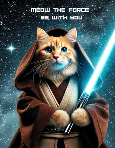 Sci-Fi Warrior Cat Ruled Notebook: Galactic Star Paws