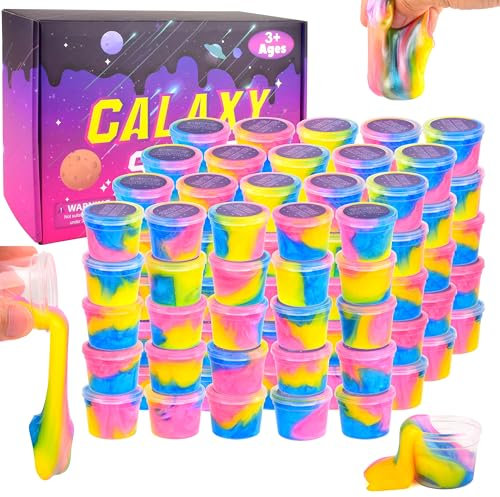 102 Pack Bulk Galaxy Slime Kit Age 3+, Party Favors for Kids Cup Bulk DIY Stress Relief Putty Toy Stretchy & Non-Sticky Christmas Easter Birthday Goodie Bag Stuffer Classroom Reward for Girls Boys