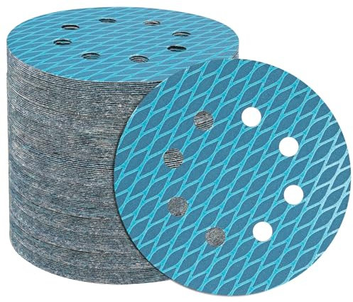 STEBRUAM 100 Stück Schleifpapier 125mm Klett 320 Körnung,hochwertigen Zirkonium Diamond Form Rund