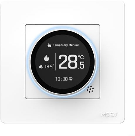 Thermostat WiFi intelligent MOES pour chaudières à eau/gaz - Contrôleur de température à distance - Thermostat pour chauffage au sol à roulement à eau (GB-blanc)