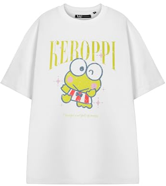 Hello Kitty & Friends Womens White Short Sleeved T-Shirt | Keroppi Graphic Tee | Sanrio Characters Top
