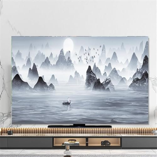 Hixingo Cubierta Antipolvo para TV, Funda para Televisor Elástico Protector para Smart TV Cubierta de Televisión Pantalla de Funda impresión de Montaña (40-43,Gris)