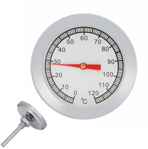 BBQ Pizza Grill Thermometer Temperaturanzeige – Hochtemperatur-Hitzeanzeige aus Edelstahl Zum Grillen (0–120 ℃)