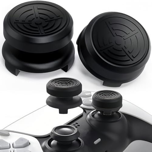 STAY GENT Grip Joystick pour PS5 - FPS Capuchons Joystick pour PS5 & PS4 Accessoires Manette Thumbsticks Grips Controller Thumb Silicone Caps à Aide avec Viser, Réduire Pouce Fatigue, Noir 2 pièces