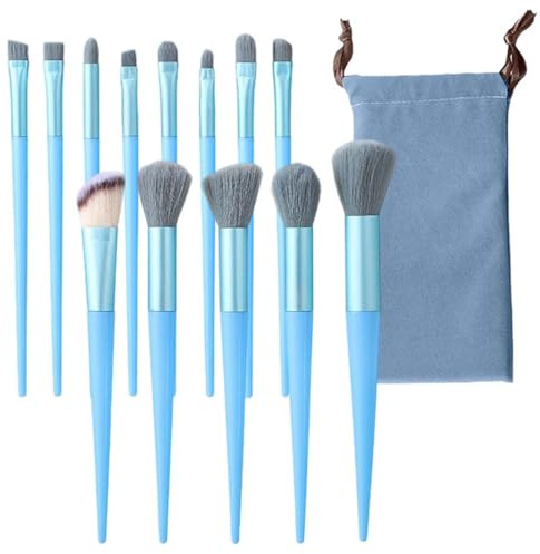 GHPKOTW 13 Pinceaux Maquillages, Lot de 15 Set Pinceaux Maquillage Professionnel,Kit Pinceau Maquillage Trousse Makeup Brushes pour Fond de Teint Mélange de Poudre,bleu