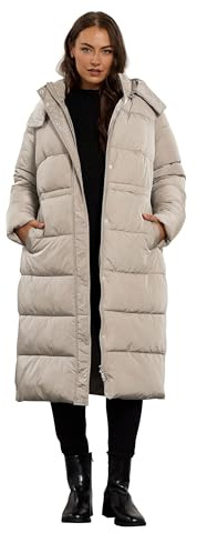 EVANS Curve Brown Maxi Puffer Coat - Women's - Plus Size Curve