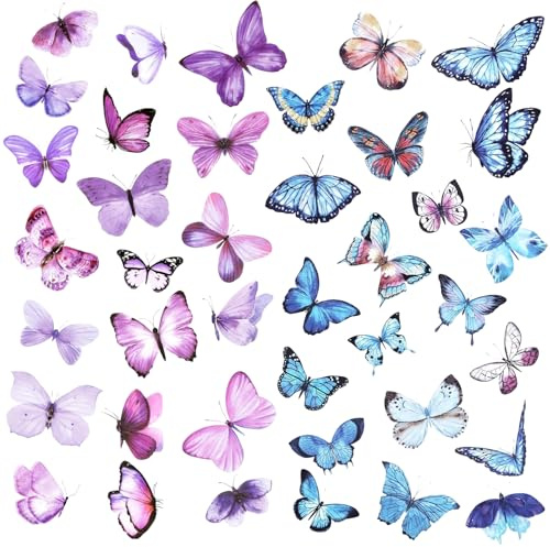 VVQWCY 80 Stück Sticker Schmetterlinge, Wasserfest Wandtattoo Schmetterlinge, Scrapbook Aufkleber für Tagebücher Laptop Gepäck Wand Handyhülle