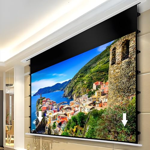 YEHOZZ Motorized Floor Rising Projector Screen,Support 3D/4K high-definition image quality,Wireless remote control,Portable Home Theater Office Classroom Projection 120inch