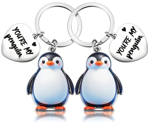 Sinmoe 2 Partner Geschenke Schlüsselanhänger für Paare Schlüsselanhänger Pinguin Elefant Otter Schildkröte Liebes Geschenke für Ihn Sie Freund Paare Couple zum Valentinstag Geburtstag Jahrestag