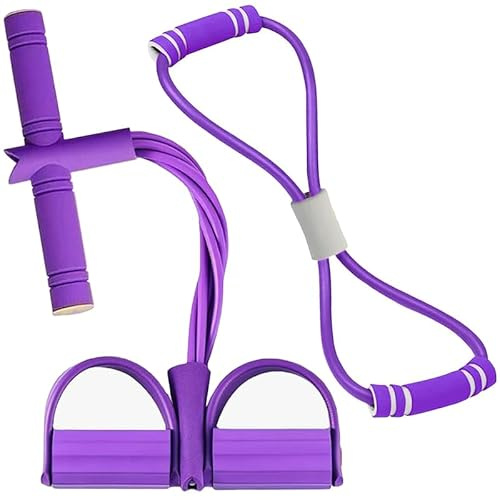 2PCS Pedal Widerstandsband mit 8-förmiges Widerstandsband, Bauchtrainer für Zuhause, 4 Tubes Gummi Elastische Zugseil, Zugband Fitness Übungsbänder Sicher und Ungiftig