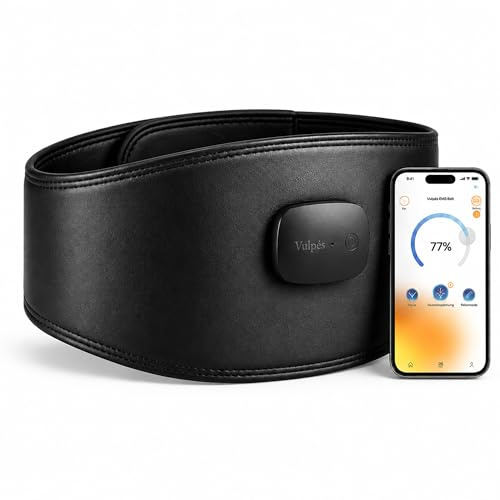 Vulpés Core EMS-Gürtel mit App – Bauchtraining & unterer Rücken, kontrollierte Muskelstimulation für effiziente Workouts und Regeneration (6 integrierte Elektroden, 8 Modi)