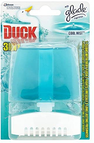Duck Liquid Toilet Rim Block Holder and Refill Starter Kit, 3-in-1 Toilet Bowl Cleaner, Cool Mist, 1 Holder + 55ml Refill