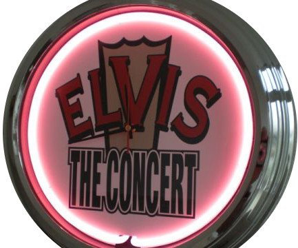 US-Way.de Elvis The Concert WallClock Deko-Clock – 44 cm Durchmesser, Deko-Wanduhr ohne Tickgeräusche und gut lesbares Display, USA 50er-Jahre-Stil Neon-Uhr für Küche, Büro