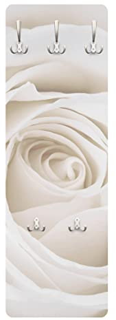 Bilderwelten Rosen Garderobe Weiß - Pretty White Rose - Blumen Landhaus, Größe HxB:105cm x 34cm