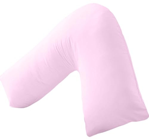 Lancashire Textiles V Shape Orthopedic Support Pillow – Pregnancy, Neck Pain Relief, Anti-Allergy Hollowfibre, UK-Made, Machine Washable (68cm (L) x 30cm (W) x 68cm (H), Pink)