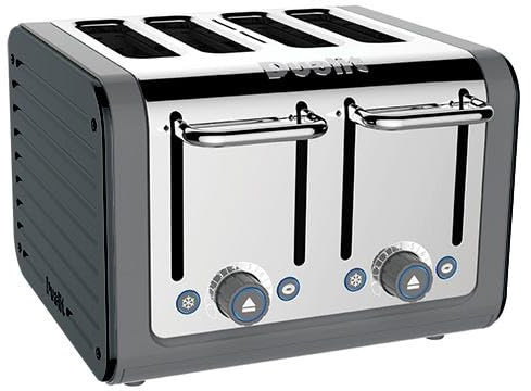 Dualit Architect 4 Slot Grey Body with Metallic Charcoal Panel Toaster