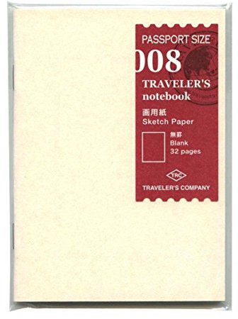 Designphil MIDORI TRAVELER'S Passport Size Refill 008 / Sketching Heavy Paper - Weiß, Reisepassgröße, Schreibpapier