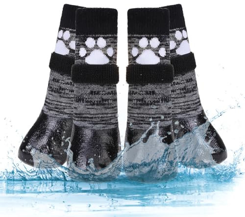 KOOLTAIL Rutschfeste Hundesocken gegen Lecken von Pfoten für Hartholzböden, Hundestiefel, Schuhe für heiße/kalte Gehwege mit Greifern, Traktionskontrolle, wasserdichter Pfotenschutz für kleine,
