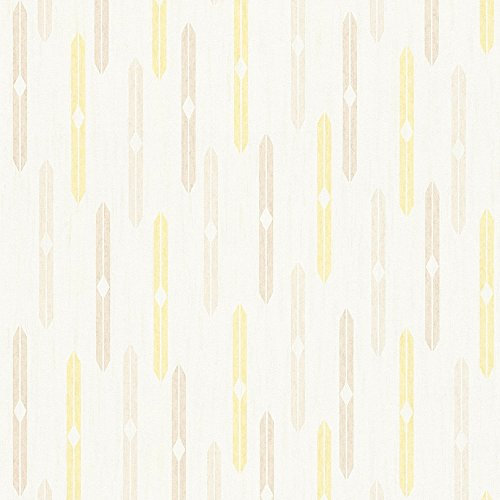 A.S. Création Björn 351193 35119-3 Papier peint intissé Motif géométrique scandinave Beige/crème/jaune 10,05 x 0,53 m
