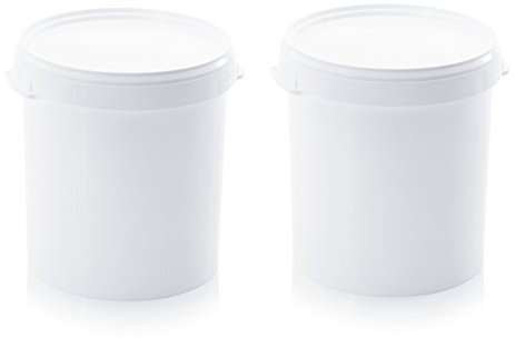 2X Eimer 30l mit Deckel * Hobbock ohne Bügel * lebensmittelecht * 30 Liter * weiß * Kunststoffeimer, 2er Set