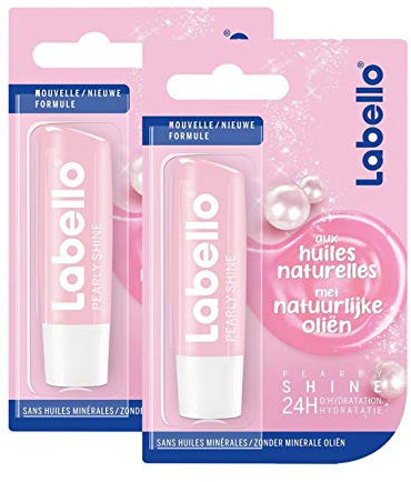 NIVEA Labello Cherry Shine (2 x 5,5 ml), Lippenbalsam angereichert mit natürlichen Ölen und glänzenden Pigmenten, Lippenpflege, langanhaltende Feuchtigkeit für 24 Stunden