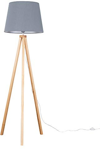 MiniSun | Modern Light Wood Tripod Design Floor Lamp with a Grey Tapered Shade | Floor Lamps & Torchieres, Home Décor & Improvement Essential