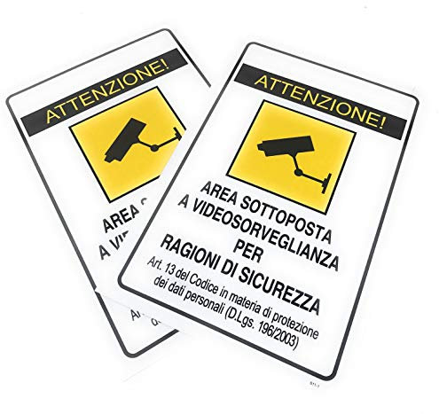 Temps de soldes 2 x Panneau adhésif zone sous surveillance pour extérieur 30 x 20 cm