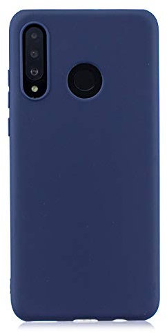 cuzz Cover per Huawei P30 Lite+(1 pezzi proteggi schermo in vetro temperato) tinta unita premium flessibile in silicone TPU custodia sottile ultra leggera antiscivolo anti-shock housse(blu scuro)