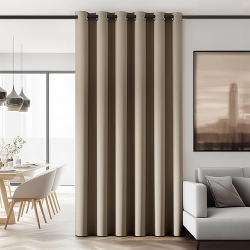 Deconovo Verdunklungsgardinen Lichtundurchlässig Vorhang mit Ösen Thermovorhang Kälteschutz Thermo gegen Kälte Thermogardine Hitzeschutz Raumteiler Türvorhang, 270x200 cm(HöhexBreite), Taupe, 1 Stück