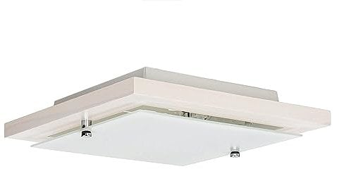 Licht-Erlebnisse Deckenlampe Holz Glas Weiß Esszimmer Wohnzimmer L:30 cm E27 1-flammig Modern gemütlich blendarme Deckenleuchte Esstisch ERIN