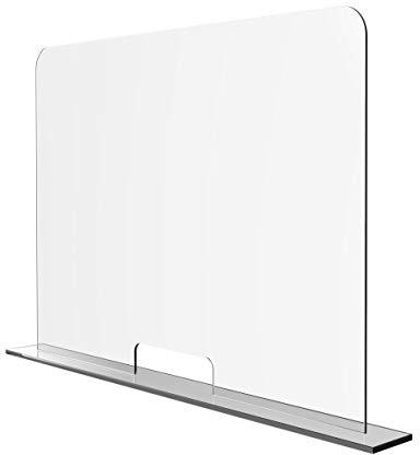 Solarplexius Spuckschutz mit Durchreiche Hustenschutz Niesschutz Virenschutz Thekenaufsatz Tischaufsatz Tresenaufsatz Antibakteriell Transparent Acrylglas (70 x 60 cm)