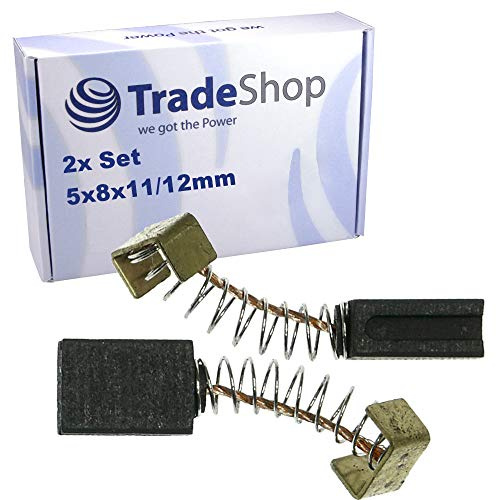 Trade-Shop Kohlebürste Motorkohle Schleifkohlen 5x8x11/12 mm Ersatz für Einhell GC-HH 9048, HEC 410 510 610 710, Blaukraft BWS 125-88 / Heckenschere Schleifer