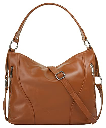 Samantha Look Handtasche Echt Leder Damen Made in Italy | elegante 2in1 Damenmode | Umhängetasche mit variabler Tragelösung