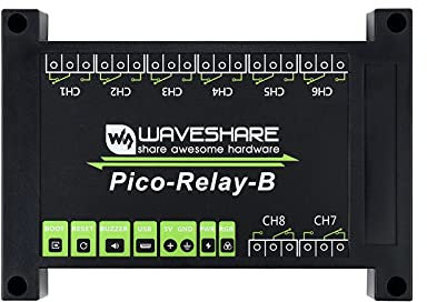 Waveshare Industrial 8-Channel Relay Module for Raspberry Pi Pico Power Supply Isolation Photocoupler Isolation