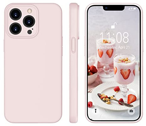 ORDA für iPhone 13 Pro Max Hülle Silikon Case, Handyhülle für iPhone 13 Pro Max Ultra Dünn mit Microfiber, Flüssig Silikon Gel Gummi Kratzfeste Schutzhülle Matt Hülle für iPhone 13 Pro Max 6.7'' Rosa