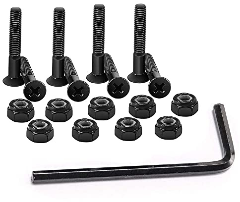 CENPEK 17 pezzi Skateboard Hardware Set Skate Bulloni Parti Standard Cross Cacciavite Testa Longboard Chiave Esagonale Chiave Chiave Viti di Montaggio Nero Bulloni di Montaggio Set