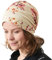 CHARM Sommer Dünn Mütze Herren Damen - Slouch Beanie Hut Bio Baumwolle Surfer Strand Beige Blüte