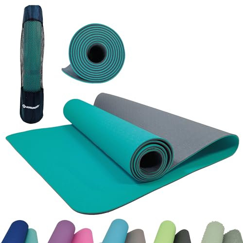 Schildkröt Bicolor Yogamatte, Petrol-Grey, 4mm, PVC-frei, im Carrybag