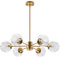 KCO Lighting Moderner 6-flammiger Sputnik-Kronleuchter mit Klarglaskugel, Mitte des Jahrhunderts, verstellbare Decken-Pendelleuchte, goldfarbenes Messing, Unterputzbefestigung
