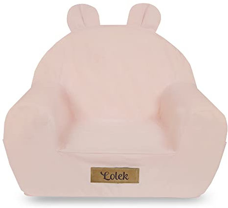 Flumi Personalisierte Kindersessel – Babysessel - Kindersitz fur Kinderzimmer Spielzimmer – Mikrofaser Sessel mit Gravur Kindername (ROT)