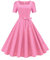 YMING Femmes Manches Courtes Audrey Hepburn Robe Wave Dot 50 's Robe Tea Party Robe Vintage Rose S